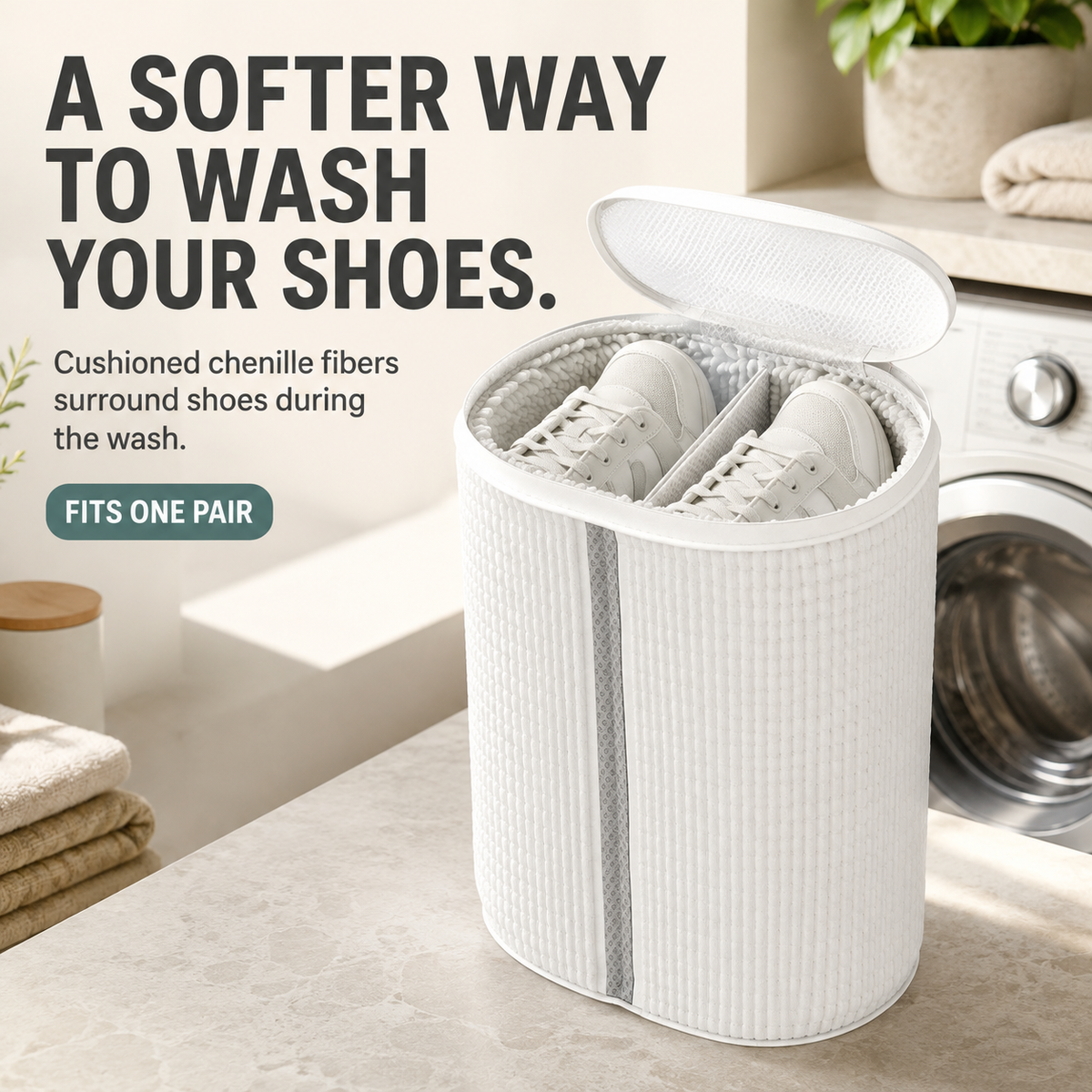 Chenille Shoe Washing Bag