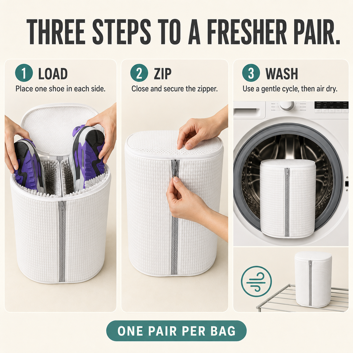 Chenille Shoe Washing Bag